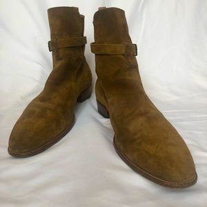 YSL Men’s Suede Boots with Buckle